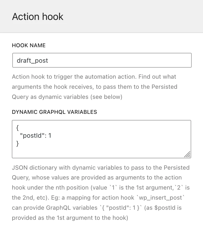 Aturan Otomatisasi - Action hook