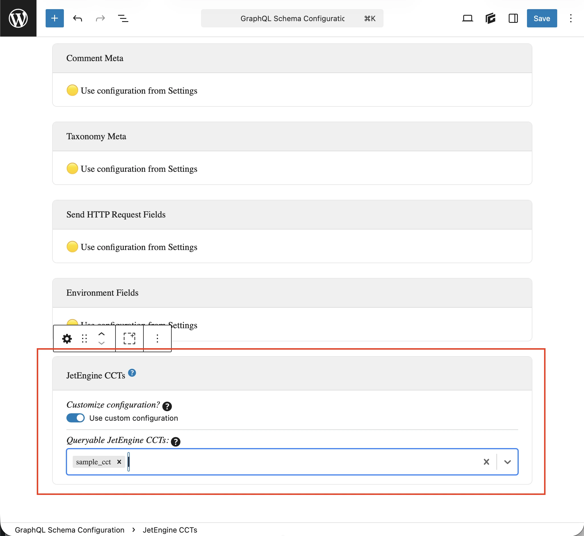 Mendefinisikan CCT yang dapat di-query di Konfigurasi Skema