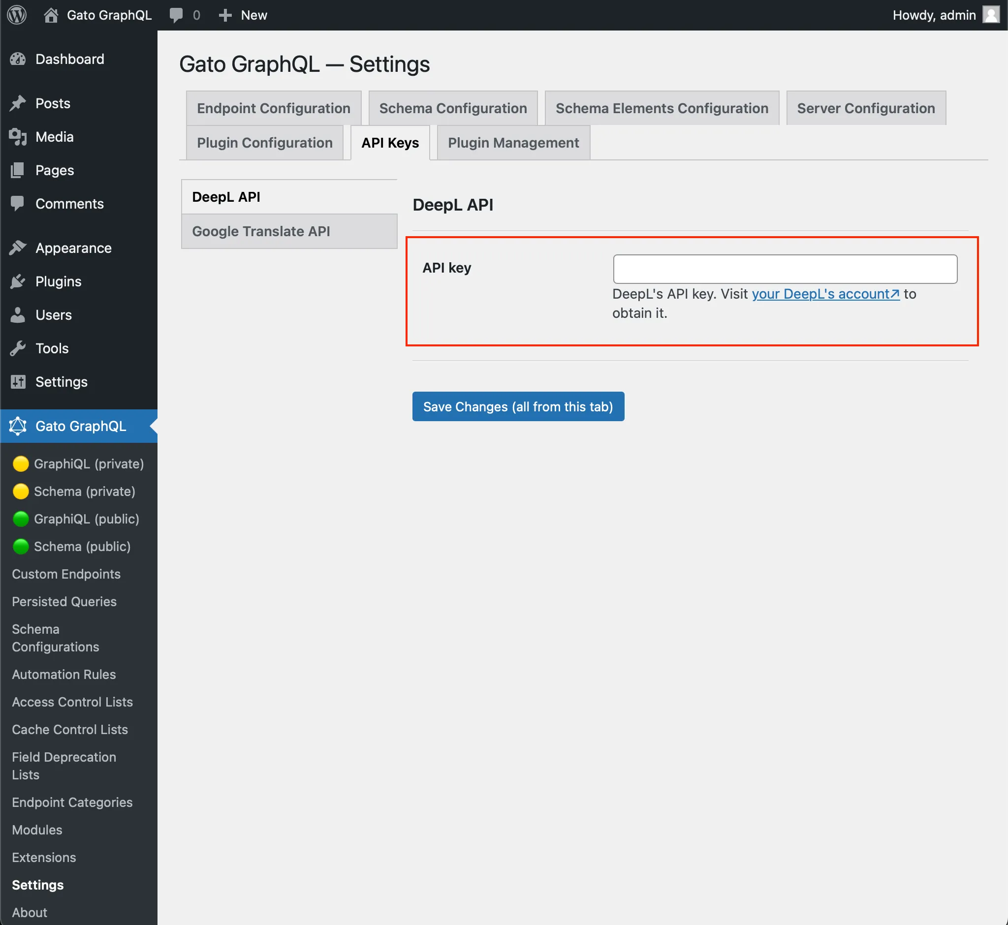 Mengatur API key DeepL