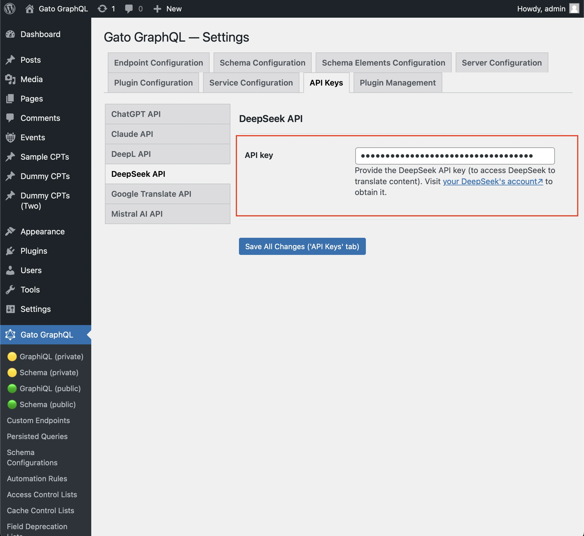 Mengatur API key DeepSeek
