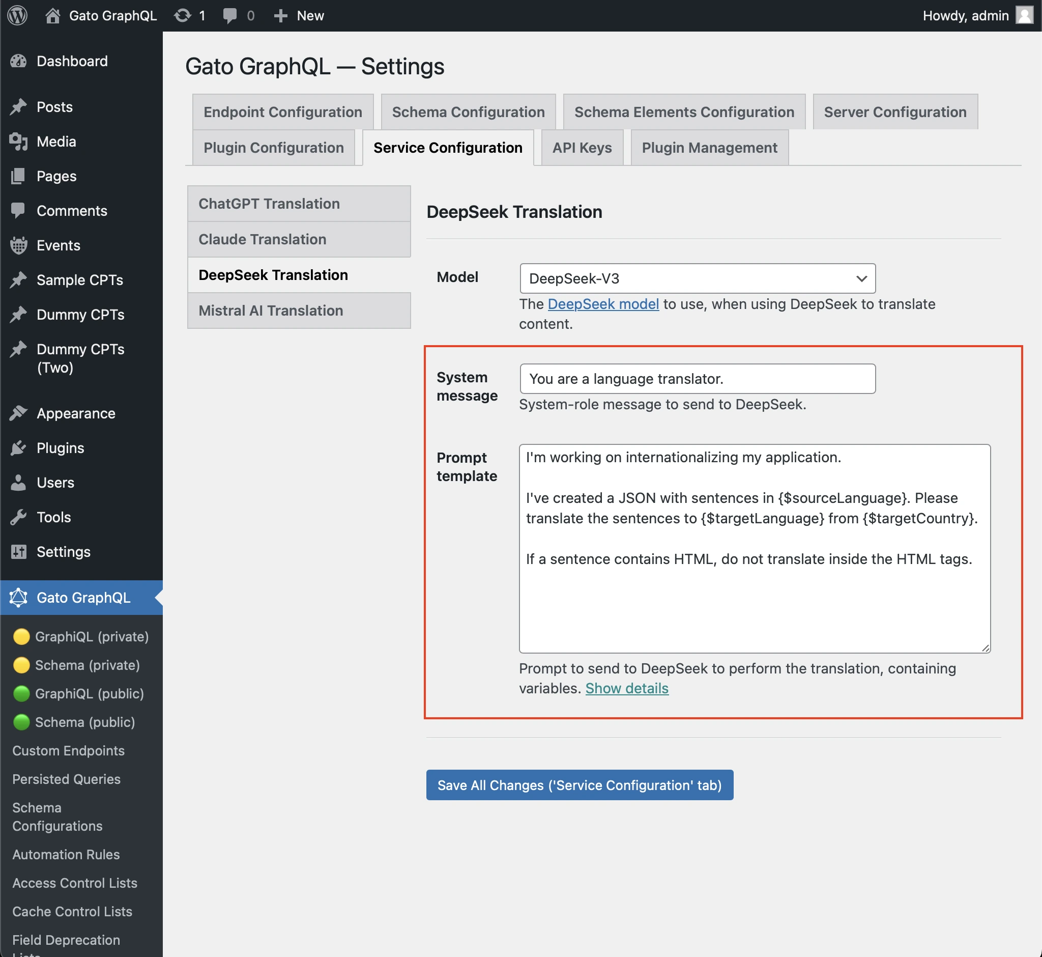 Mengatur prompt untuk DeepSeek
