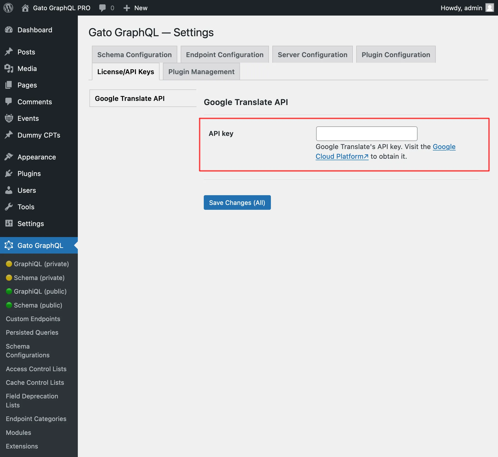 Mengatur API key Google Translate