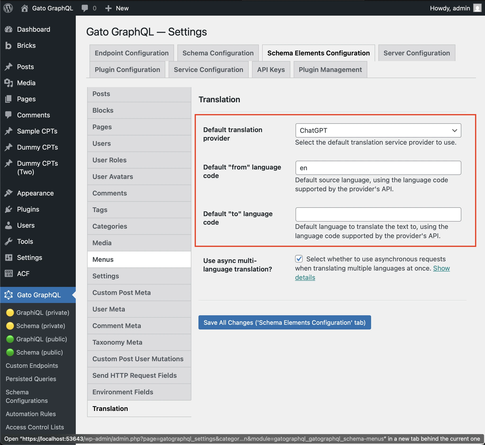 Mengatur 'provider' default, serta bahasa 'from' dan 'to'