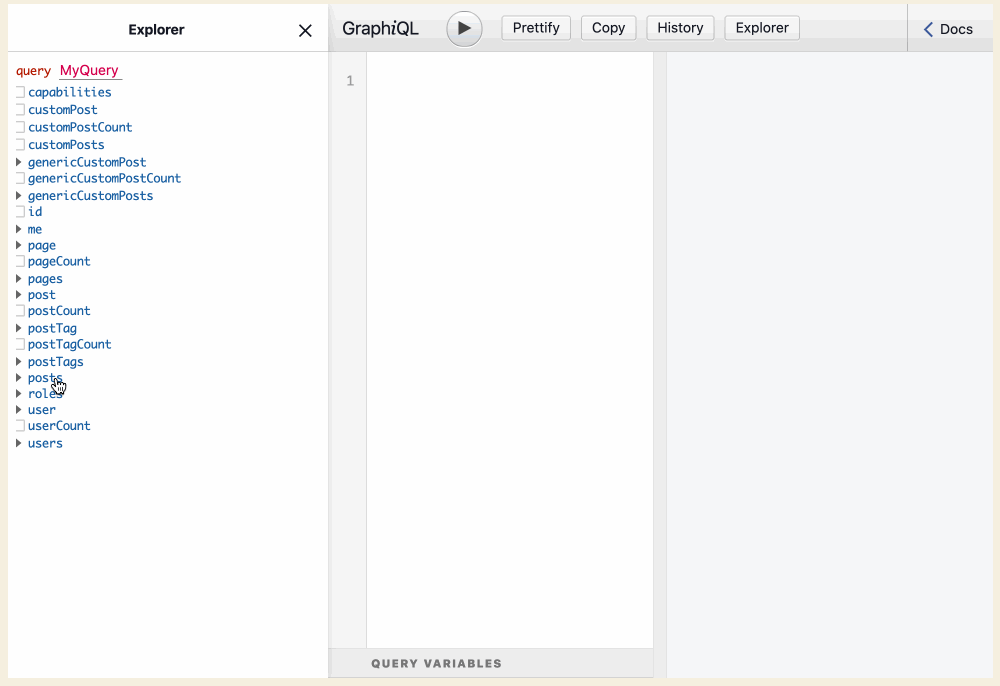 GraphiQL dengan Explorer