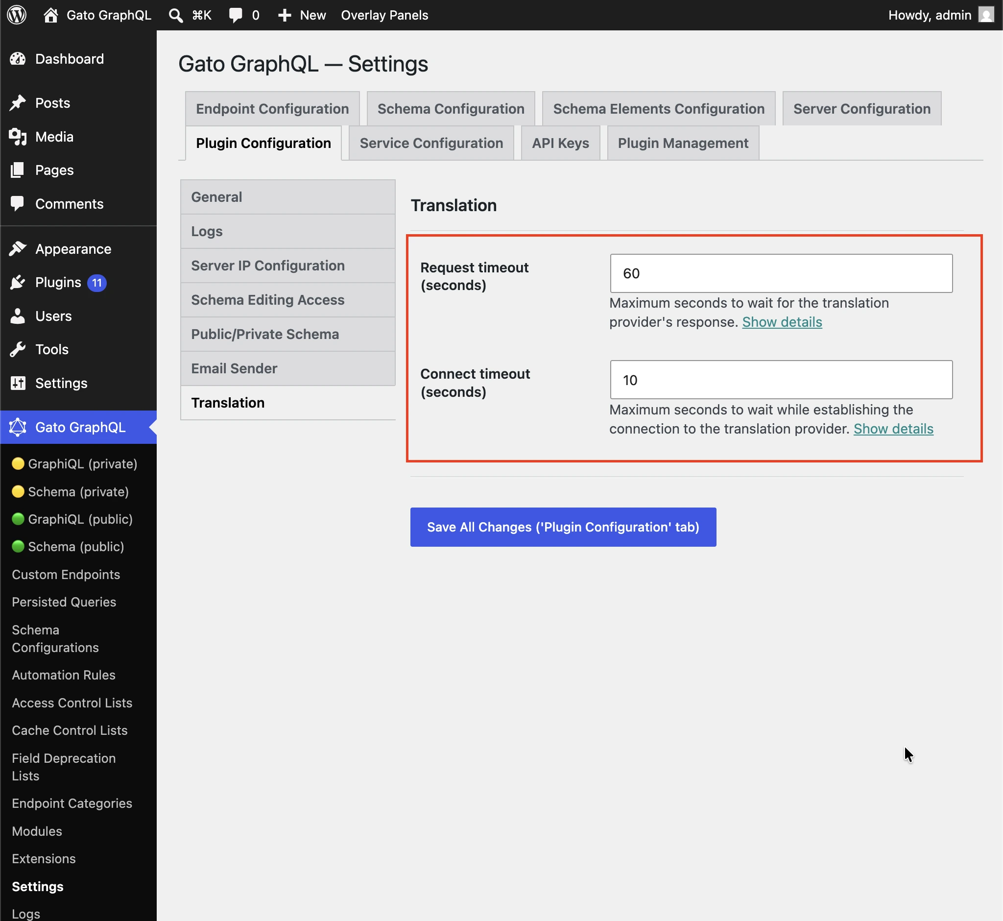 Mengatur Request timeout dan Connection timeout untuk terjemahan