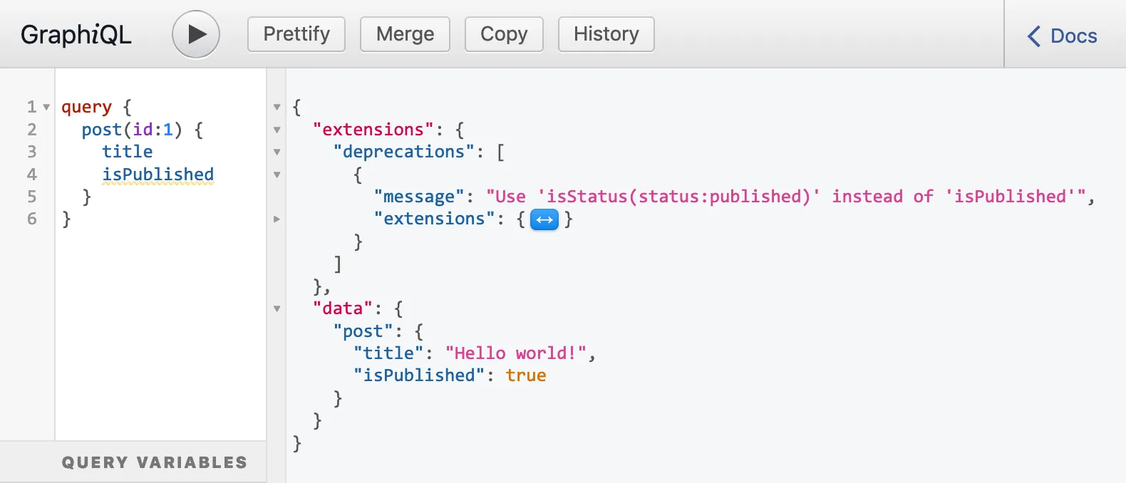 Informasi deprecation pada respons query Informasi deprecation pada respons query