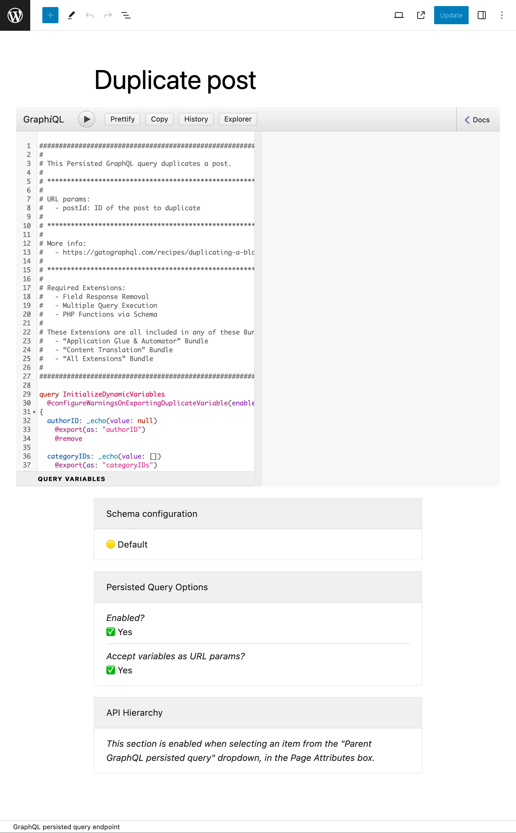 Persisted Query di Editor