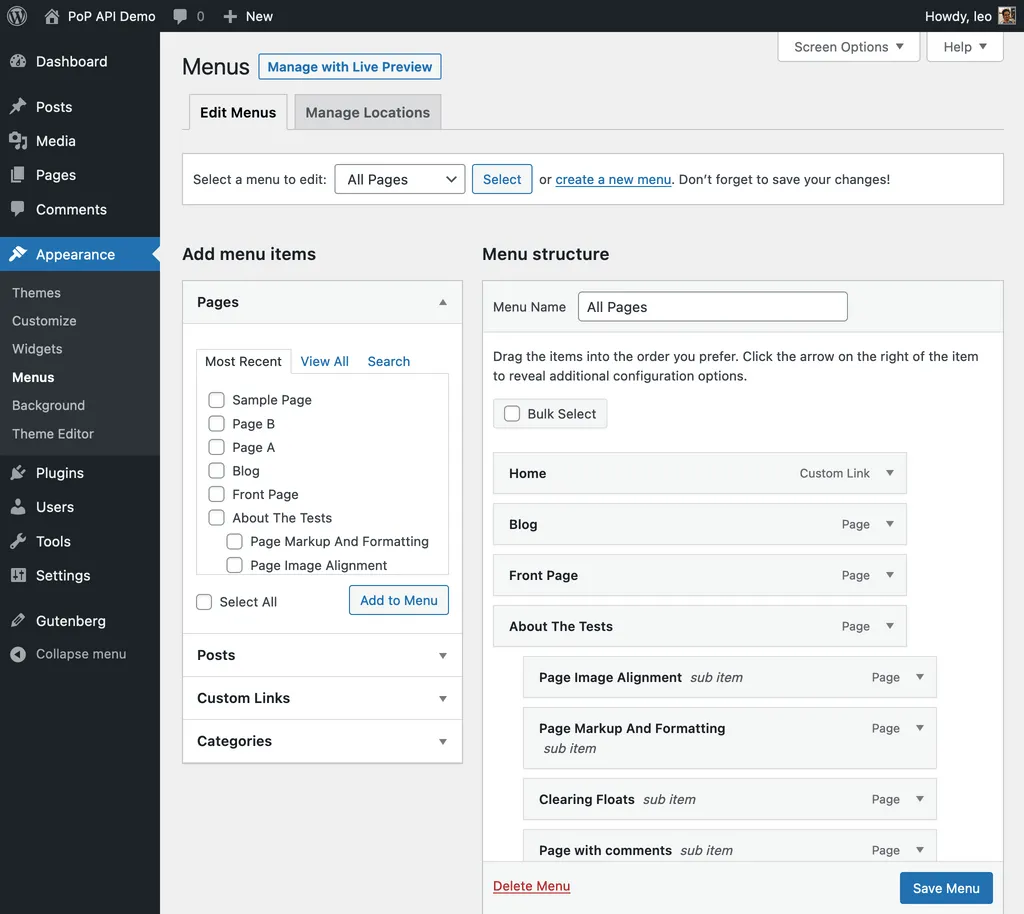 Membuat menu di WordPress Membuat menu di WordPress