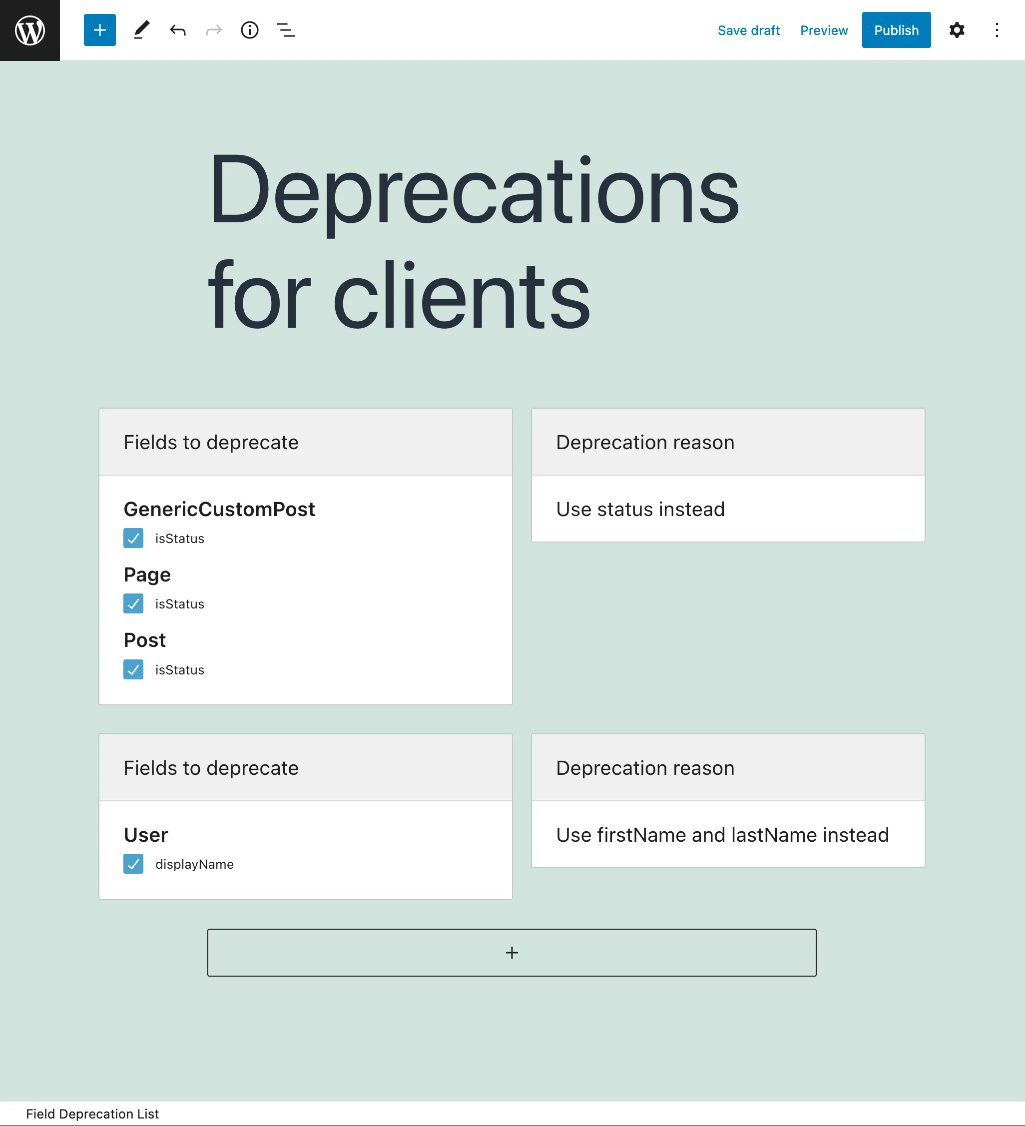 Membuat Field Deprecation List Membuat Field Deprecation List
