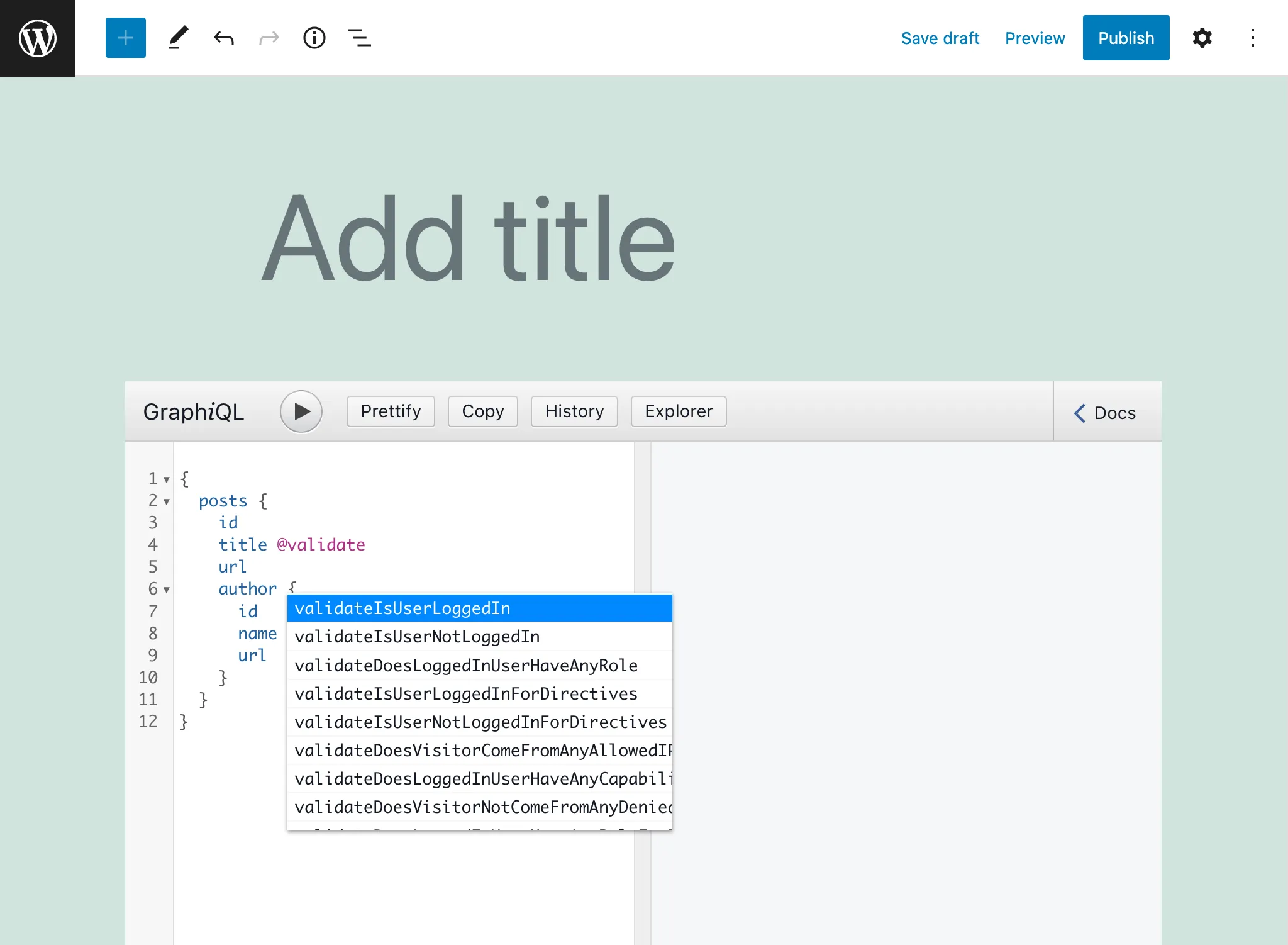 Direktif bertipe skema tersedia di editor Persisted queries Direktif bertipe skema tersedia di editor Persisted queries