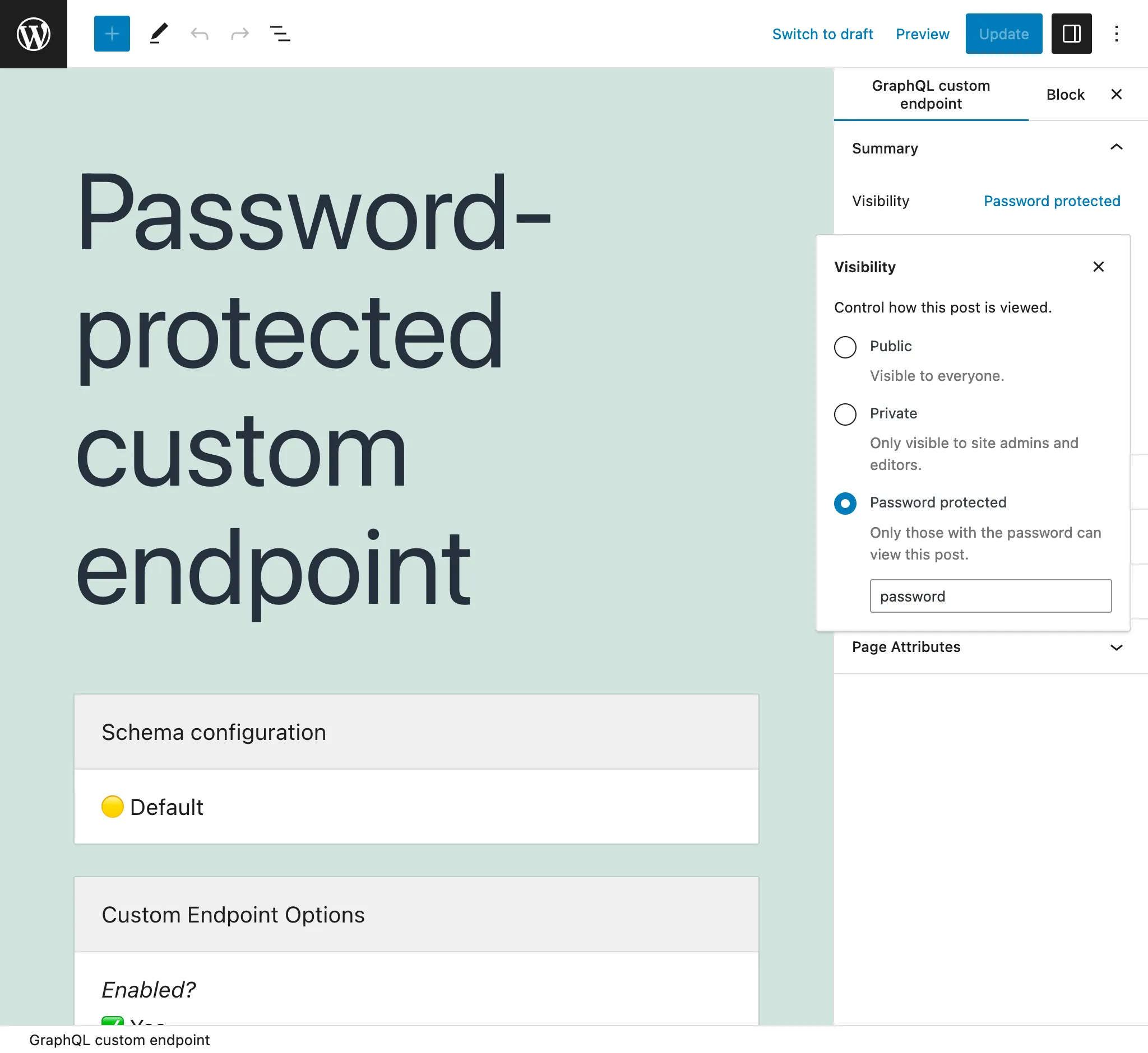 Custom Endpoint yang dilindungi kata sandi