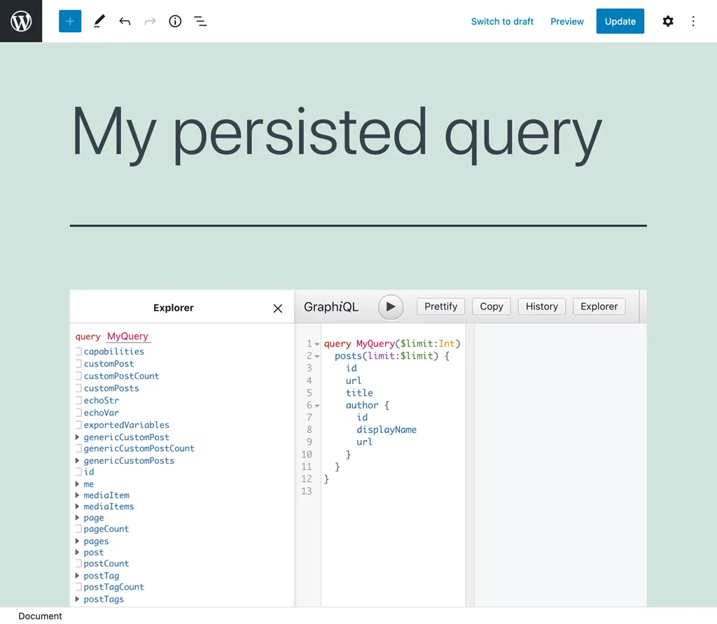 Klien GraphiQL dari persisted query Klien GraphiQL dari persisted query