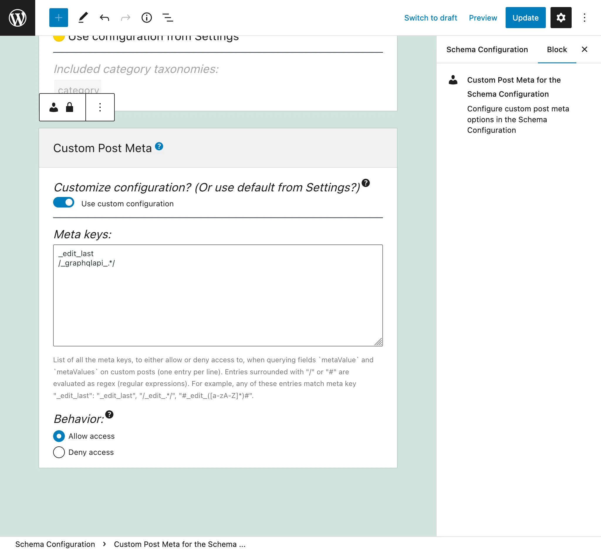 Mendefinisikan entri dalam Schema Configuration Mendefinisikan entri dalam Schema Configuration