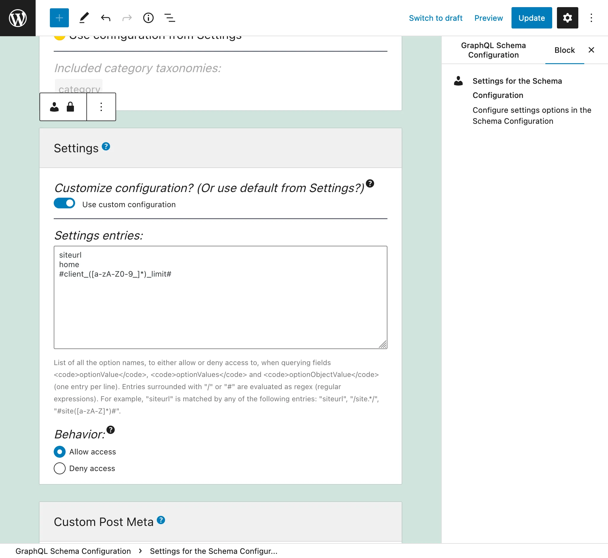 Mendefinisikan entri untuk Schema Configuration Mendefinisikan entri untuk Schema Configuration